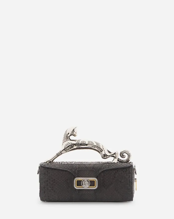 Medium Pencil Cat Bag In Python Anthracite Women Lanvin Tote Bags and Top Handle Bags
