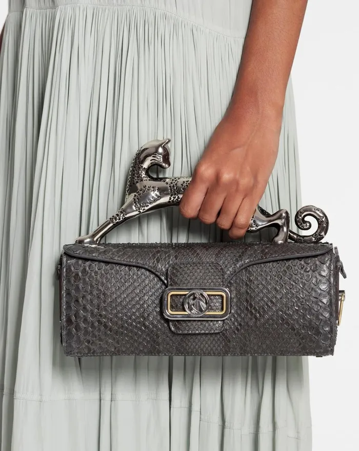 Medium Pencil Cat Bag In Python Anthracite Women Lanvin Tote Bags and Top Handle Bags