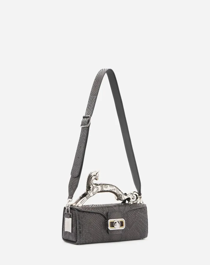 Medium Pencil Cat Bag In Python Anthracite Women Lanvin Tote Bags and Top Handle Bags