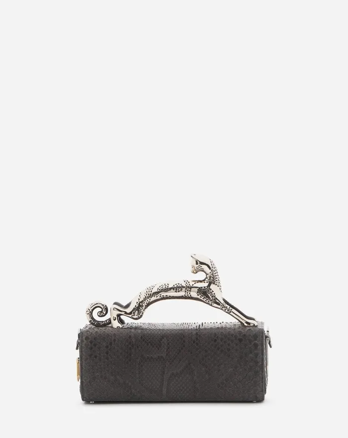 Medium Pencil Cat Bag In Python Anthracite Women Lanvin Tote Bags and Top Handle Bags