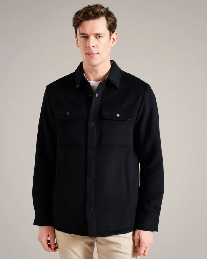 Men ADERBRY 8211 Wool Blend Overshirt Navy Ted Baker Shirts Men ADERBRY 8211 Wool Blend Overshirt Navy Ted Baker Shirts