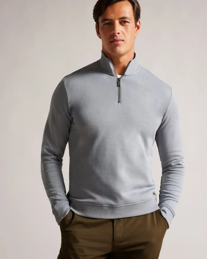Men ANTRAM 8211 Half Zip Funnel Neck Pullover Greymarl Ted Baker Tops