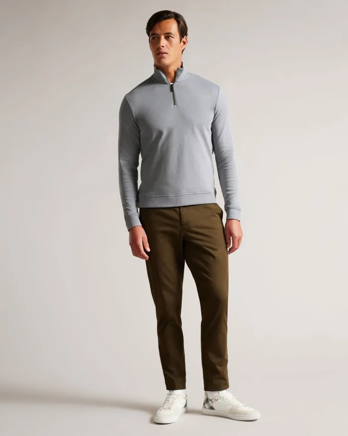 Men ANTRAM 8211 Half Zip Funnel Neck Pullover Greymarl Ted Baker Tops