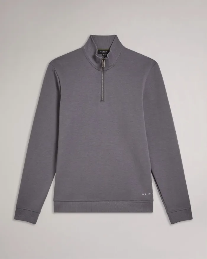 Men ANTRAM 8211 Long Sleeve Half Zip Funnel Neck Charcoal Ted Baker Tops