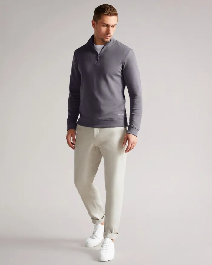 Men ANTRAM 8211 Long Sleeve Half Zip Funnel Neck Charcoal Ted Baker Tops Men ANTRAM 8211 Long Sleeve Half Zip Funnel Neck Charcoal Ted Baker Tops
