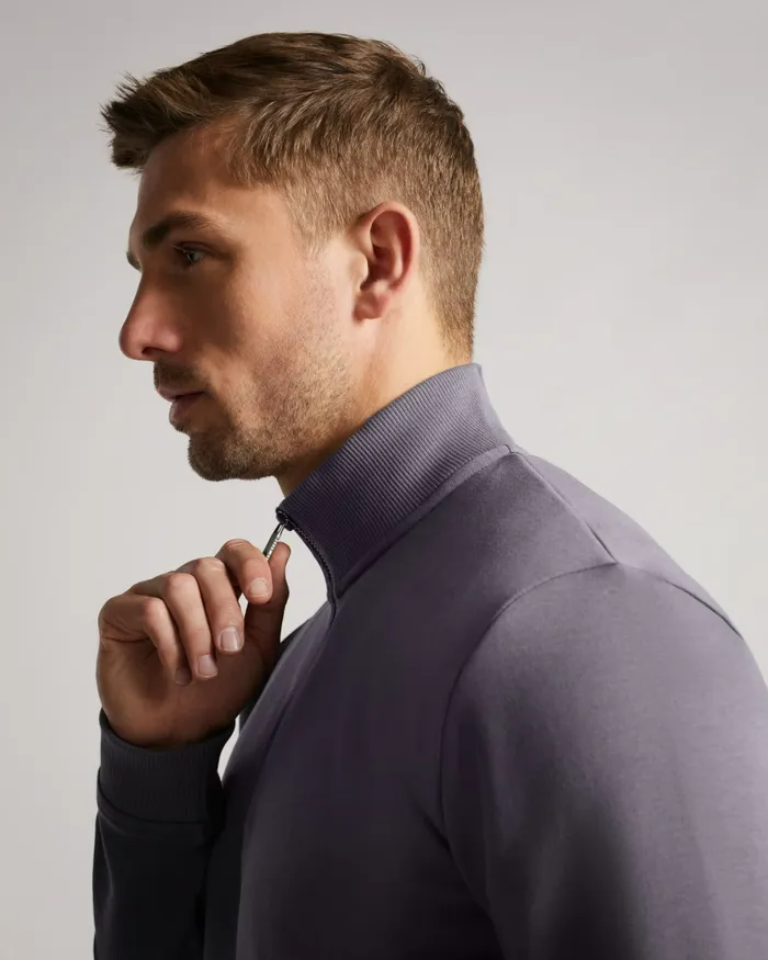 Men ANTRAM 8211 Long Sleeve Half Zip Funnel Neck Charcoal Ted Baker Tops Men ANTRAM 8211 Long Sleeve Half Zip Funnel Neck Charcoal Ted Baker Tops