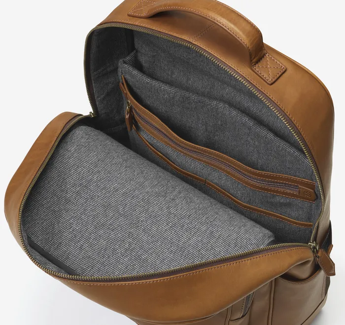 Men Backpacks and Briefcases Johnston and Murphy Rhodes Backpack Tan Full Grain