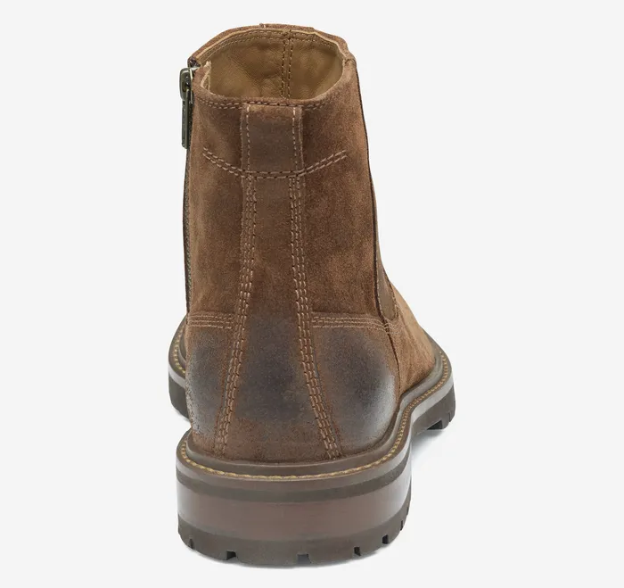 Men Barrett Zip Boot Brown Waxed Suede SlipOns and Loafers Johnston and Murphy