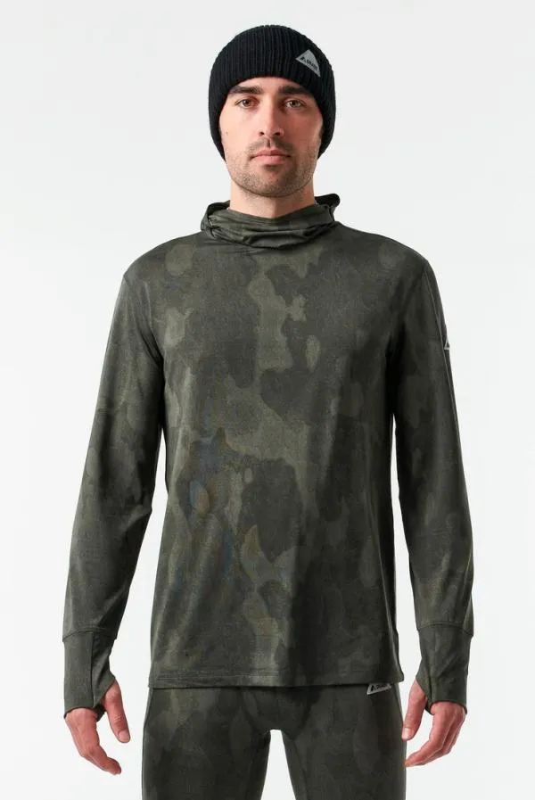 Men Bedrock Light Base LayerPrint Bark Camo Orage Base Layers