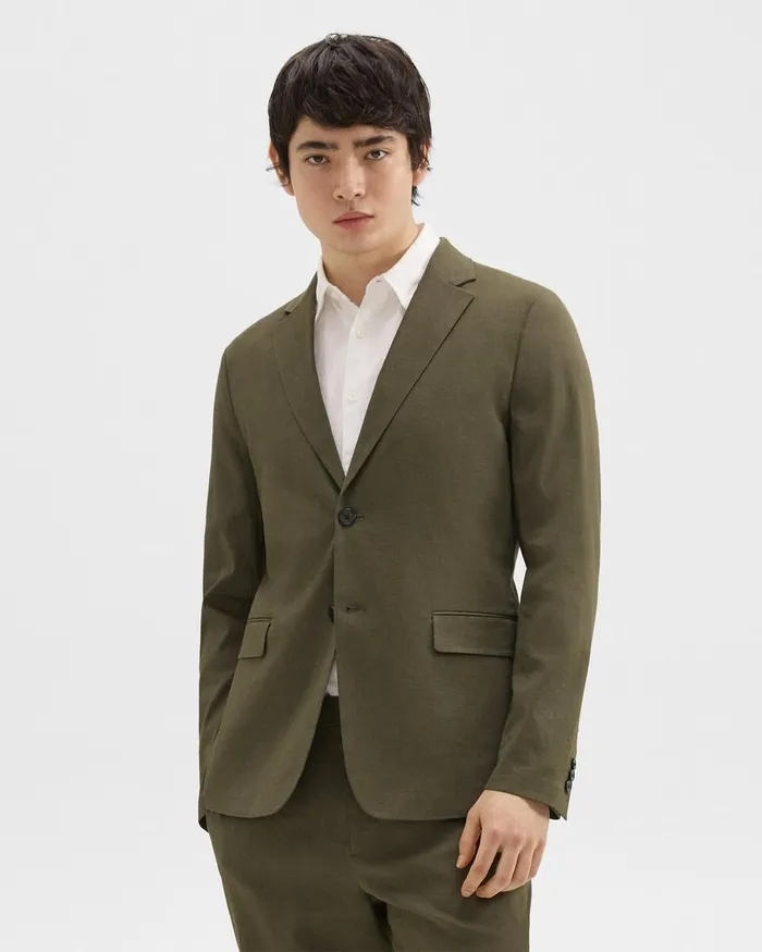 Men Blazers Jackets Theory Clinton Blazer In Good Linen Dark Olive