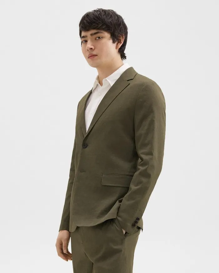 Men Blazers Jackets Theory Clinton Blazer In Good Linen Dark Olive