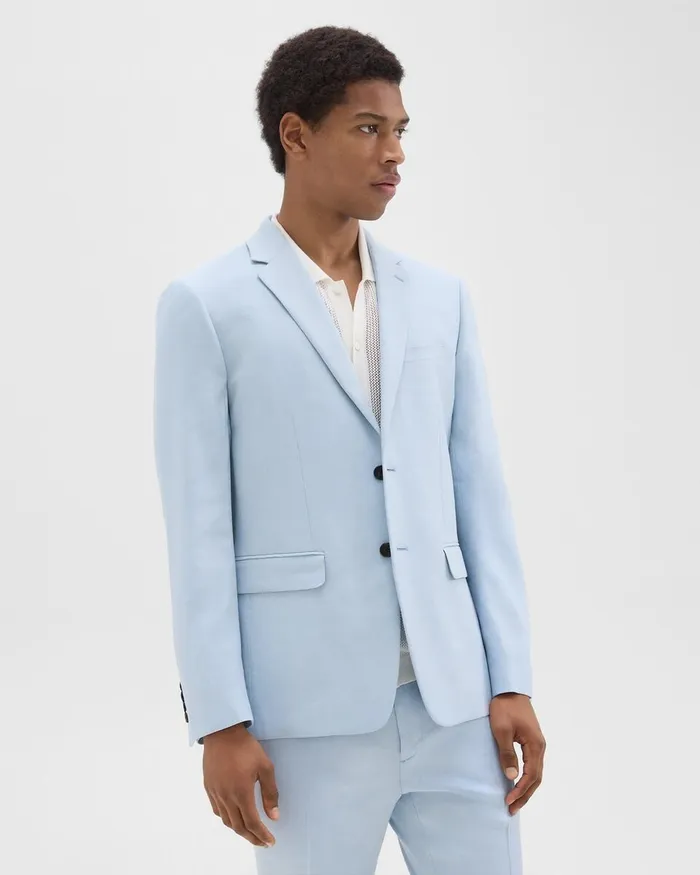 Men Blazers Jackets Theory Morton Slim Blazer In LinenViscose Skylight