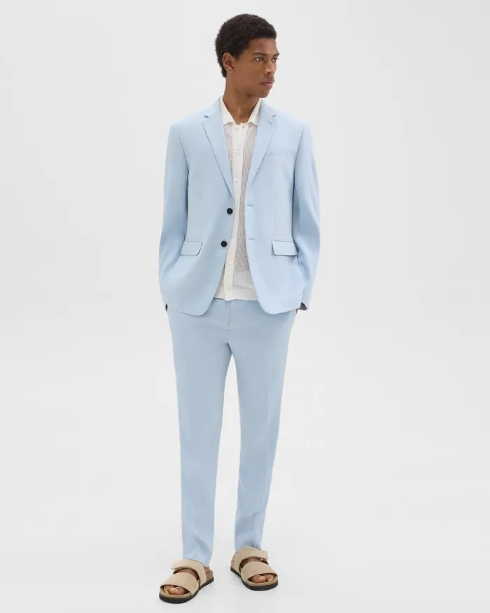 Men Blazers Jackets Theory Morton Slim Blazer In LinenViscose Skylight