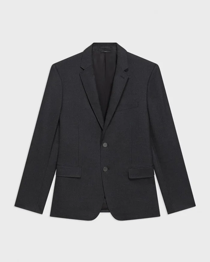 Men Blazers Jackets Theory Nostrand Blazer In Stretch Flannel Charcoal Melange