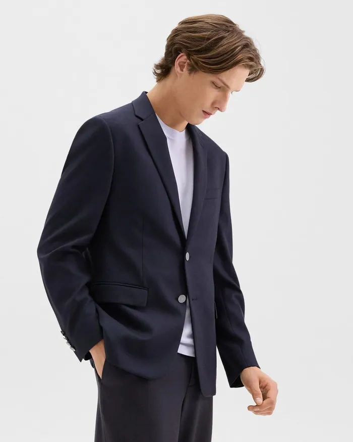 Men Blazers Jackets Theory Nostrand Blazer In Stretch Flannel Dark Navy
