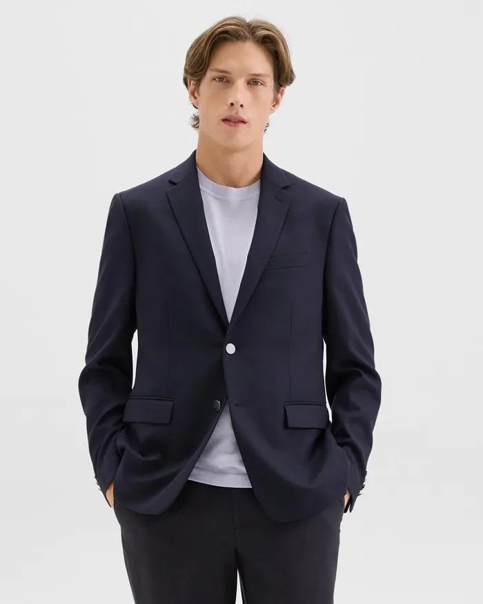Men Blazers Jackets Theory Nostrand Blazer In Stretch Flannel Dark Navy