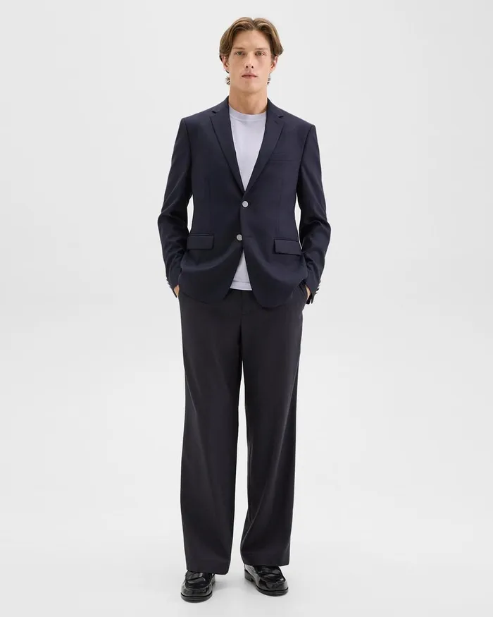 Men Blazers Jackets Theory Nostrand Blazer In Stretch Flannel Dark Navy