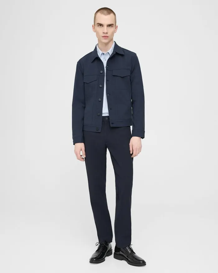Men Blazers Jackets Theory River Trucker Jacket In Neoteric Twill Baltic