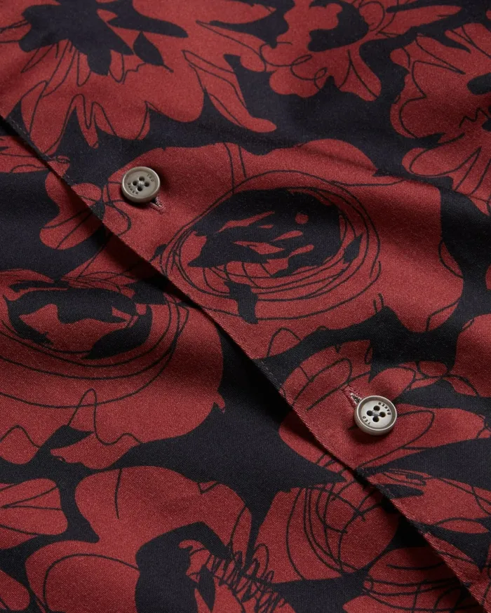 Men BOLEENA 8211 Long Sleeve Bold Floral Shirt Dark Red Ted Baker Shirts