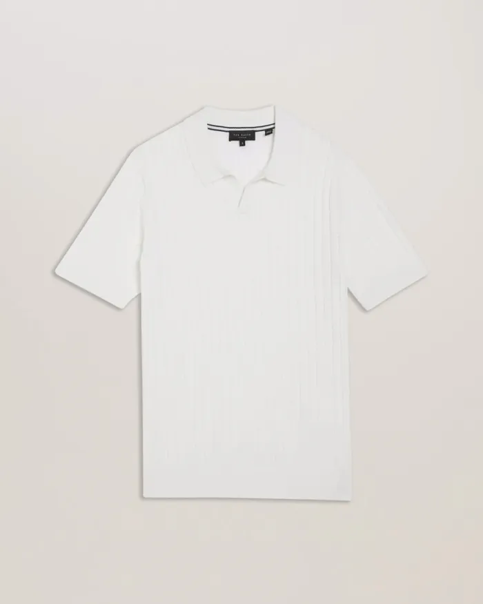 Men BOTANY 8211 Short Sleeve Open Collar Polo Shirt White Ted Baker Jumpers and Knitwear