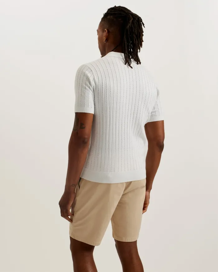 Men BOTANY 8211 Short Sleeve Open Collar Polo Shirt White Ted Baker Jumpers and Knitwear