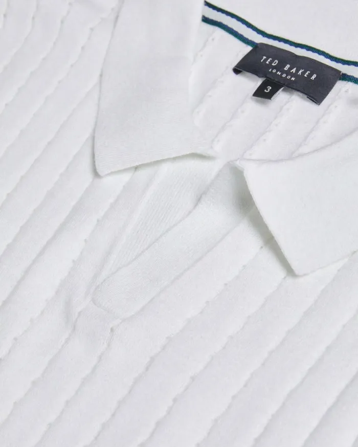 Men BOTANY 8211 Short Sleeve Open Collar Polo Shirt White Ted Baker Jumpers and Knitwear