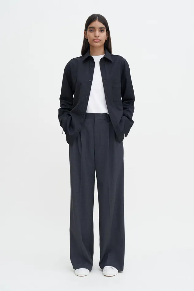 Men Boxy Wool Twill Shirt Anthracite Filippa K Shirts