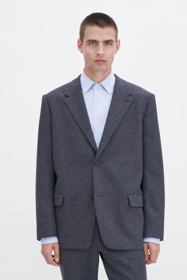 Men Brushed Wool Blazer Anthracite Melange Filippa K Tailoring