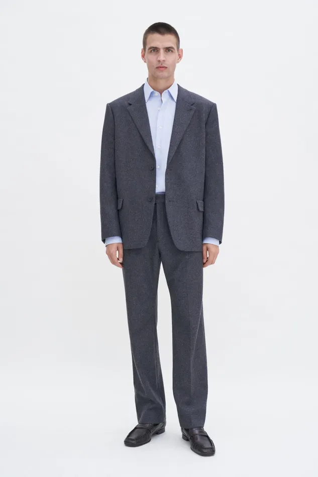 Men Brushed Wool Blazer Anthracite Melange Filippa K Tailoring