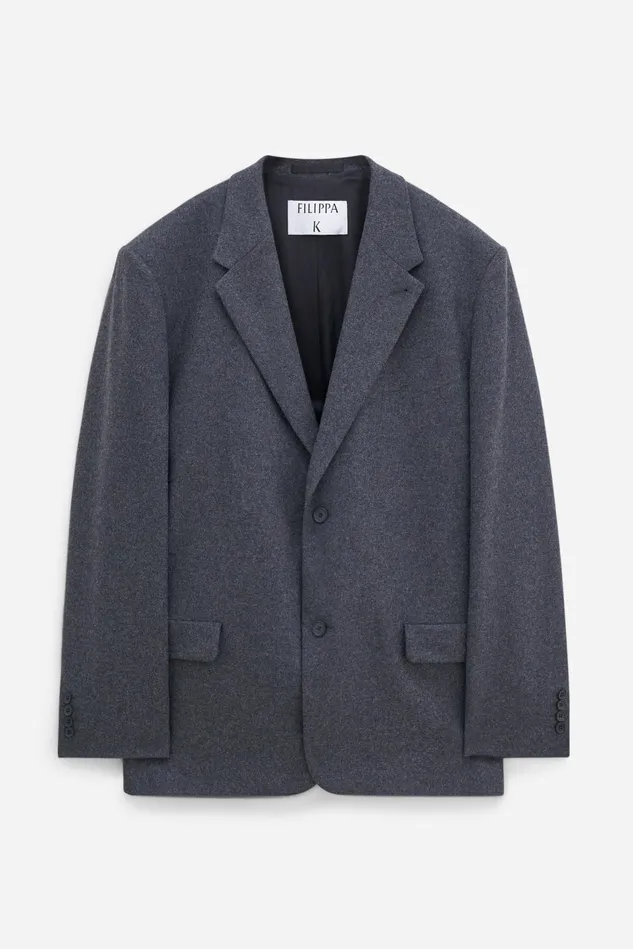 Men Brushed Wool Blazer Anthracite Melange Filippa K Tailoring