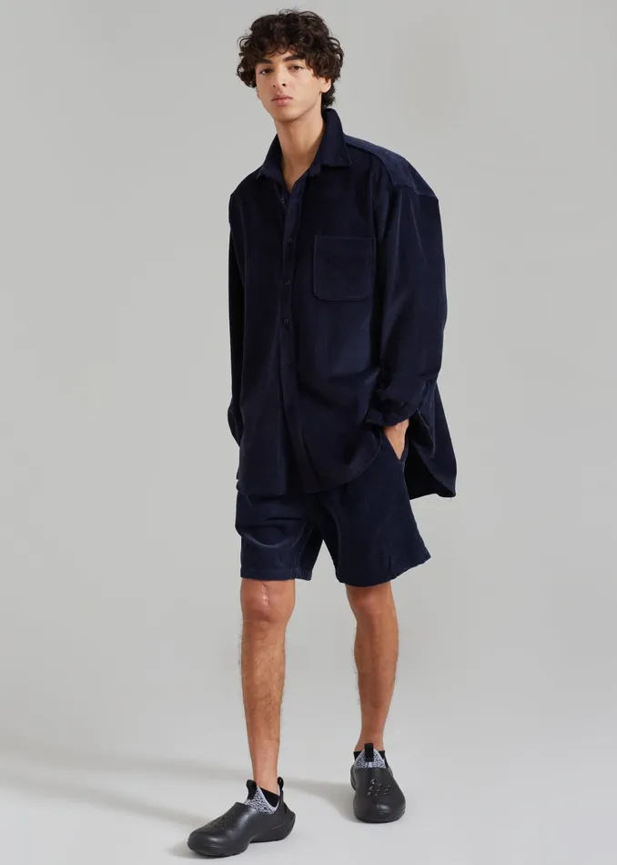 Men Camden Corduroy Shorts 8211 Navy The Frankie Shop Bottoms