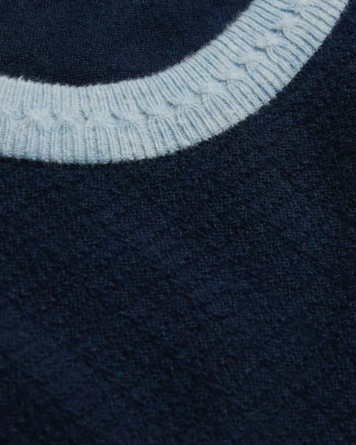 Men CAPAB 8211 Contrast Trims Crew Neck Jumper Navy Ted Baker Jumpers and Knitwear
