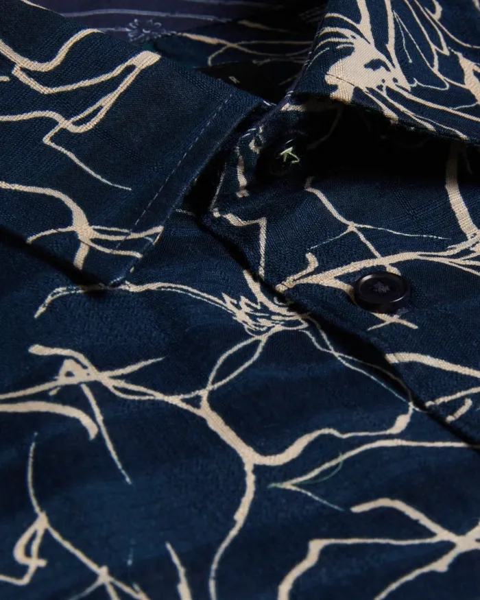 Men CAVU 8211 Short Sleeve Printed Cotton Shirt Navy Ted Baker Shirts Men CAVU 8211 Short Sleeve Printed Cotton Shirt Navy Ted Baker Shirts