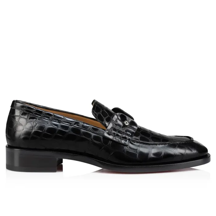 Men Chambelimoc Loafers 8211 Alligator Embossed Calf Leather 8211 Black Christian Louboutin Loafers and Moccasins