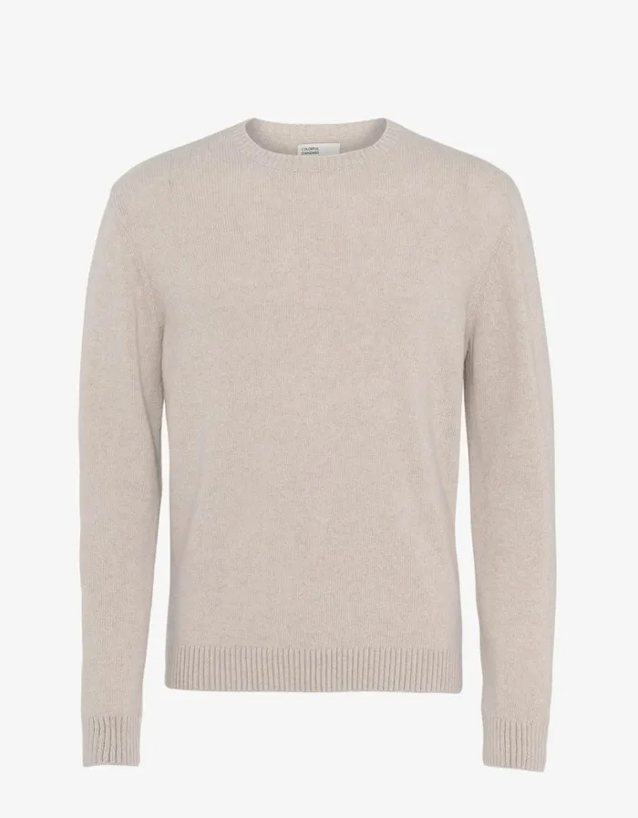 Men Classic Merino Wool Crew Ivory White Colorful Standard Knit Sweaters