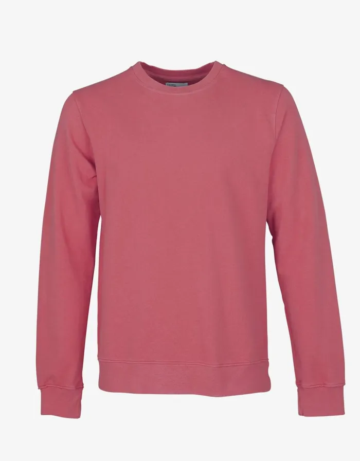 Men Classic Organic Crew Raspberry Pink Colorful Standard Crewneck Sweatshirts