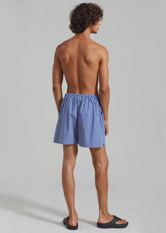 Men Cole Cotton Boxer Shorts 8211 Blue Multi Stripe The Frankie Shop Bottoms