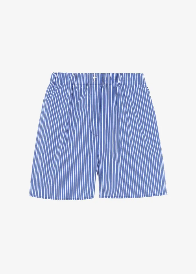 Men Cole Cotton Boxer Shorts 8211 Blue Multi Stripe The Frankie Shop Bottoms