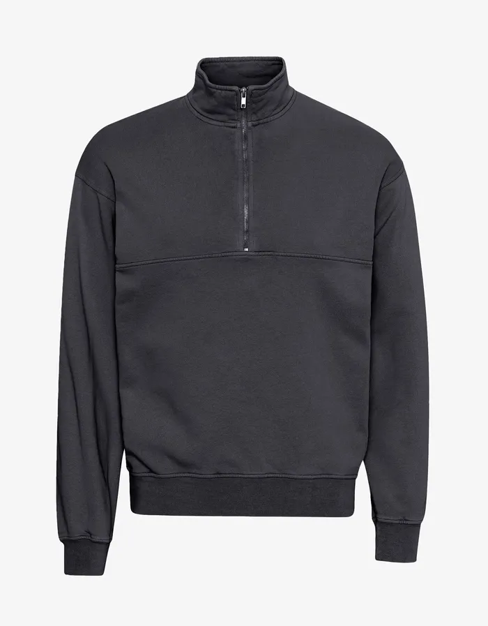 Men Colorfulstandard Organic Quarter Zip 8211 Lava Grey Quarter Zips