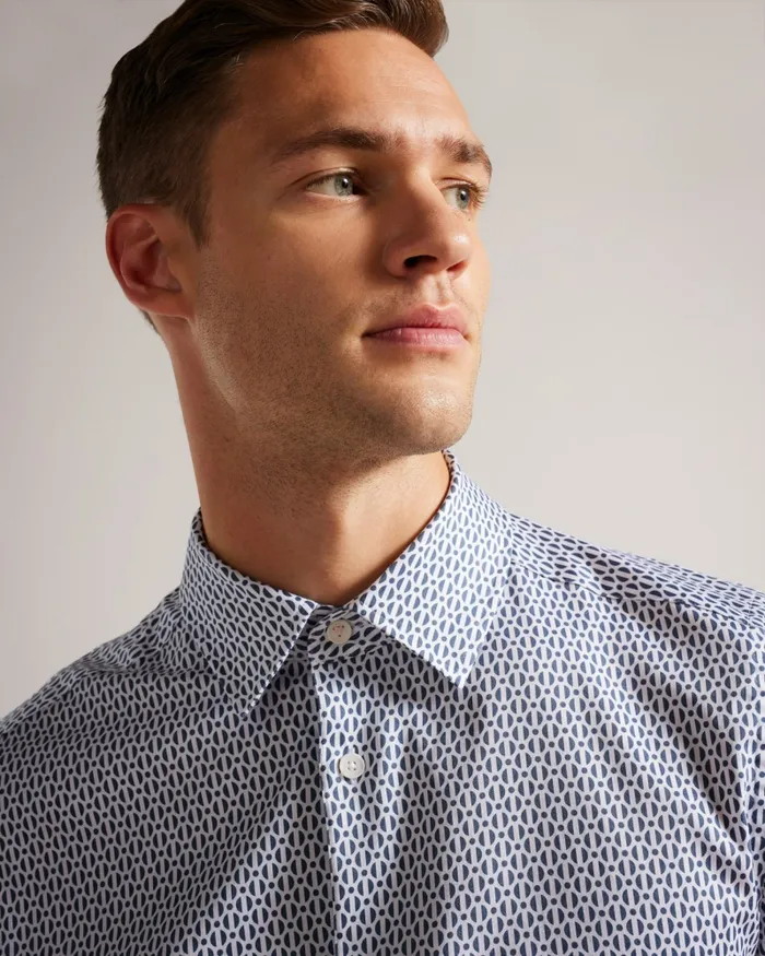 Men CONIFUR 8211 Long Sleeve Circle Geometric Print Shirt Light Blue Ted Baker Shirts Men CONIFUR 8211 Long Sleeve Circle Geometric Print Shirt Light Blue Ted Baker Shirts