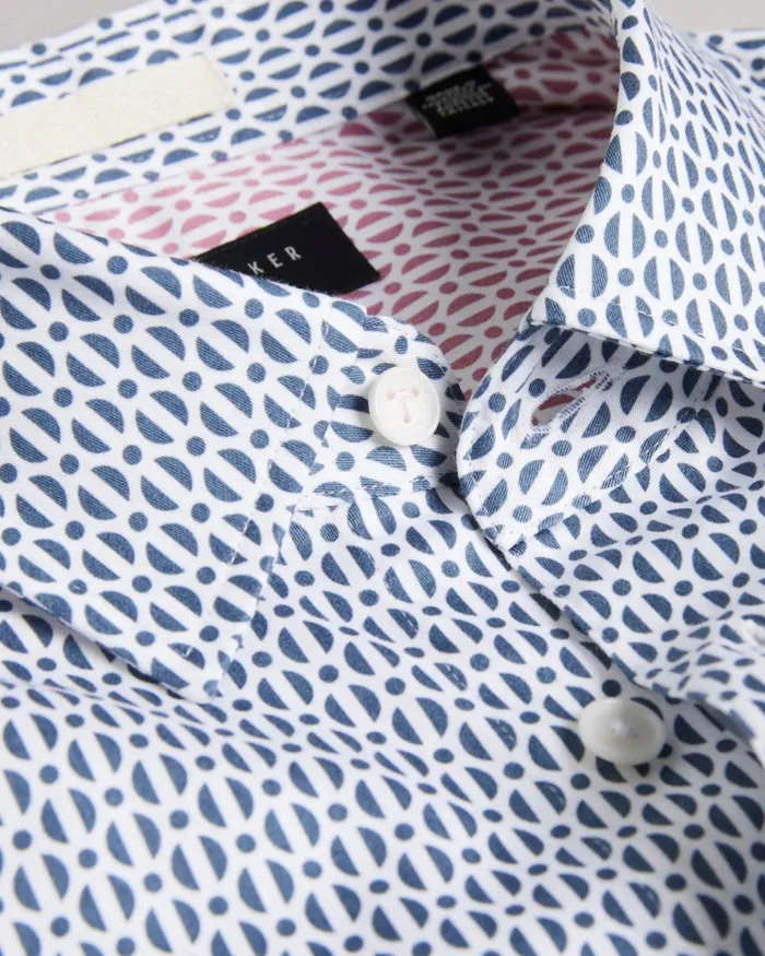 Men CONIFUR 8211 Long Sleeve Circle Geometric Print Shirt Light Blue Ted Baker Shirts Men CONIFUR 8211 Long Sleeve Circle Geometric Print Shirt Light Blue Ted Baker Shirts