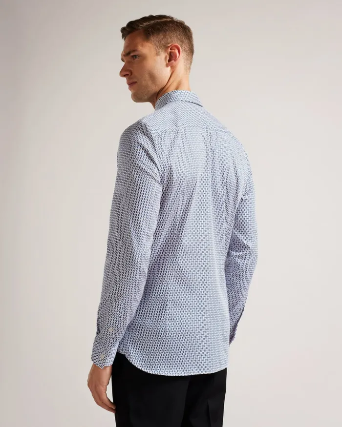 Men CONIFUR 8211 Long Sleeve Circle Geometric Print Shirt Light Blue Ted Baker Shirts Men CONIFUR 8211 Long Sleeve Circle Geometric Print Shirt Light Blue Ted Baker Shirts