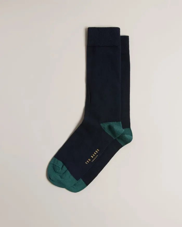 Men CORECOL 8211 Plain Crew Socks Dark Navy Ted Baker Socks