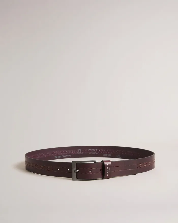 Men CRISIC 8211 Stitch Detail Leather Belt Oxblood Ted Baker Belts