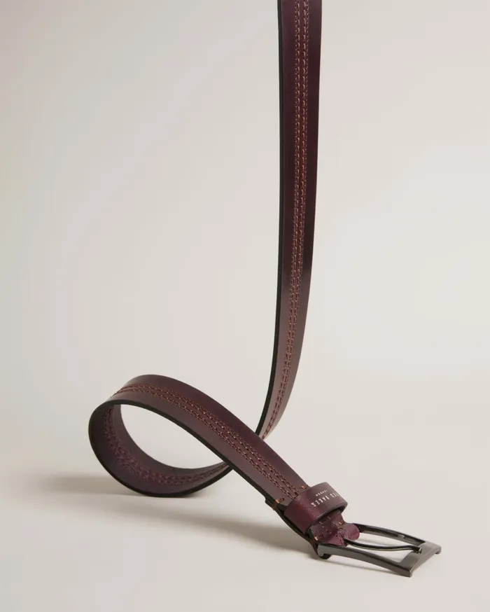 Men CRISIC 8211 Stitch Detail Leather Belt Oxblood Ted Baker Belts