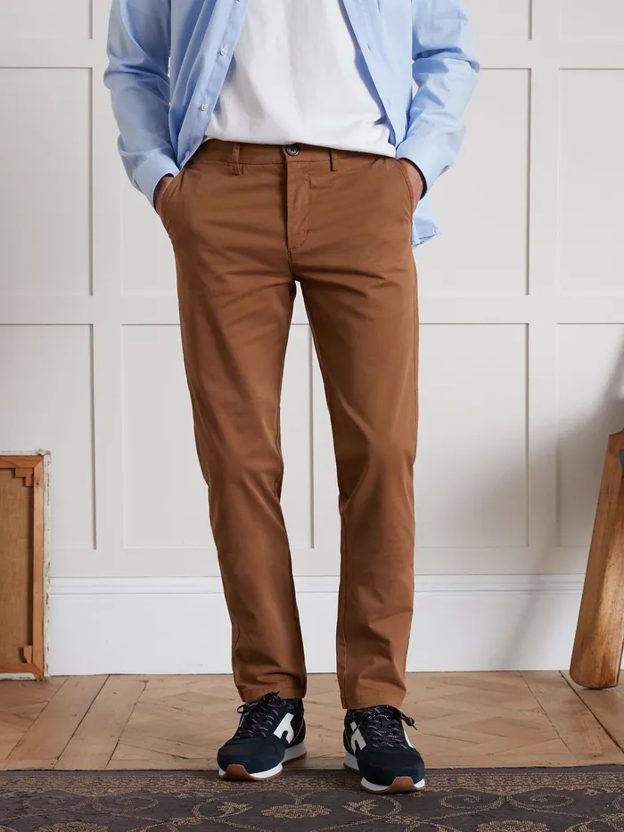 Men Cyrillus Clothing Chino Trousers Caramel