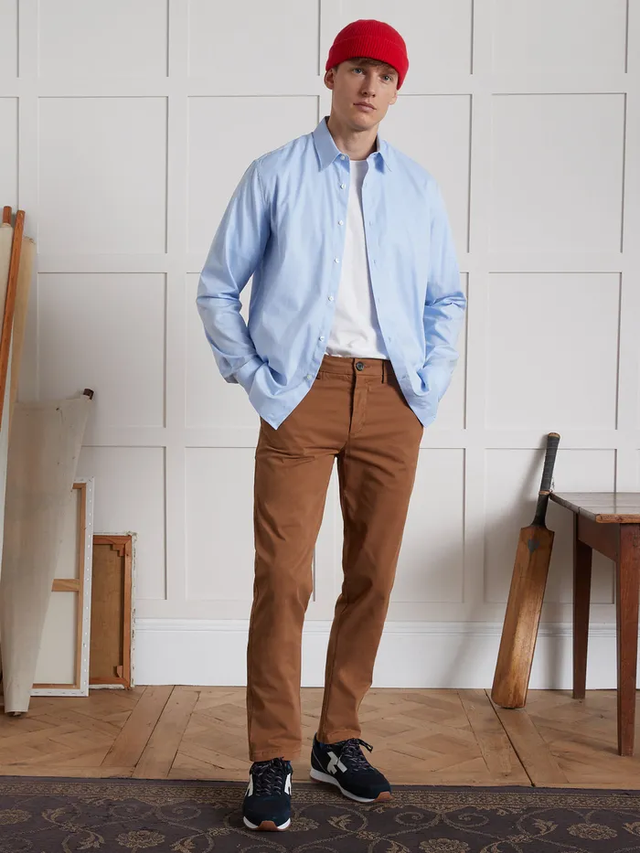Men Cyrillus Clothing Chino Trousers Caramel