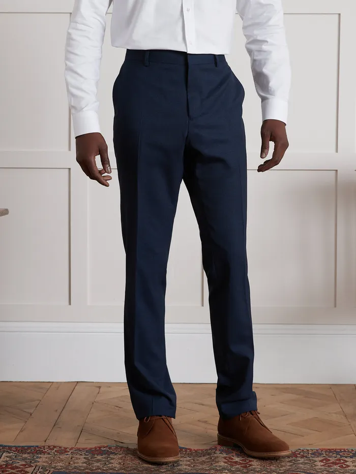 Men Cyrillus Clothing SemiPlain Textured Fabric Suit Trousers Bleu