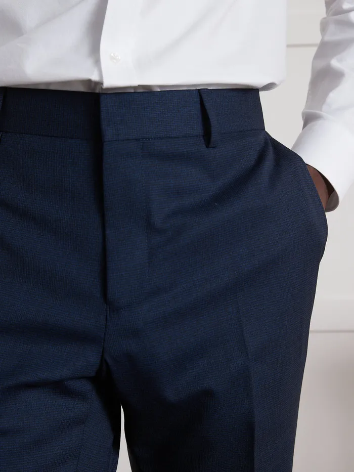 Men Cyrillus Clothing SemiPlain Textured Fabric Suit Trousers Bleu