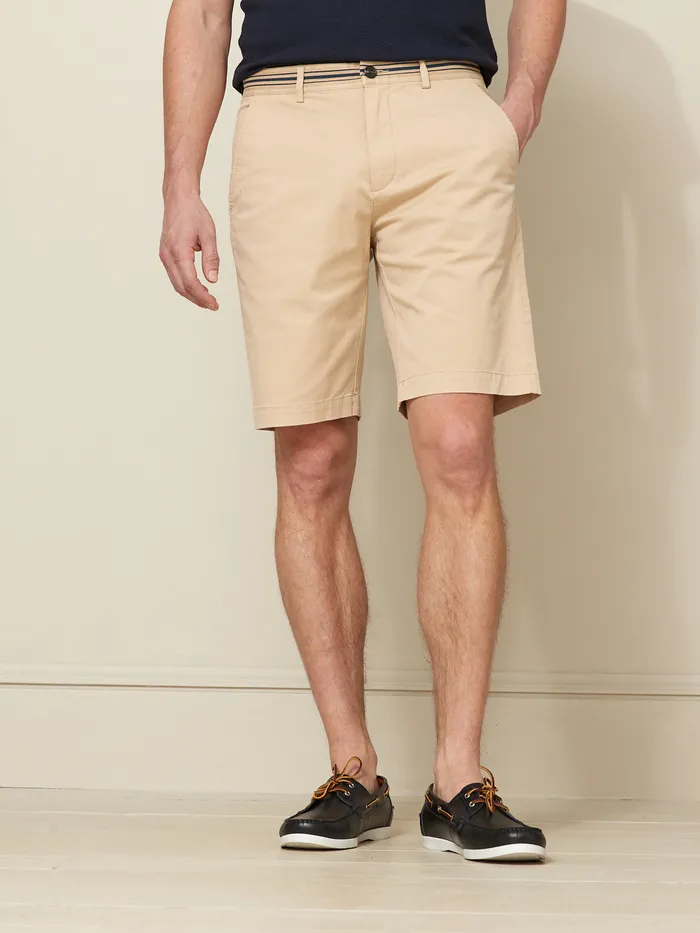 Men Cyrillus Clothing Straight Leg Stretch Cotton Bermuda Shorts Beige